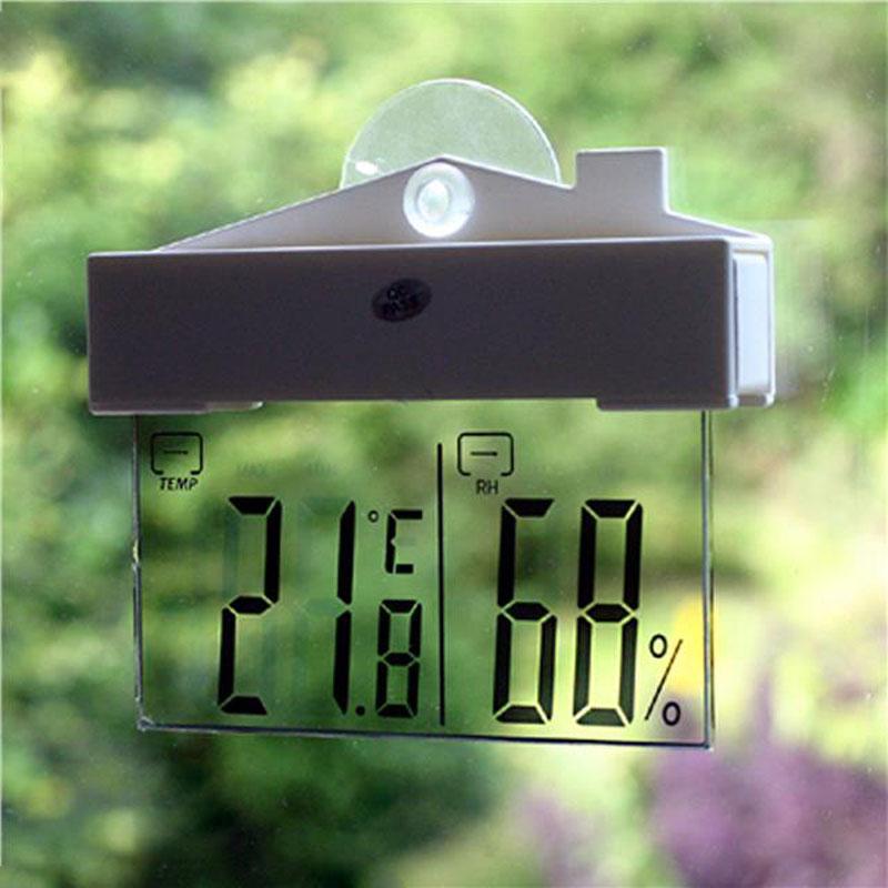 Weather Station Indoor - デジタル窓温度計 比重計 吸盤 大型液晶 屋内屋外気象ステーション 吸盤式