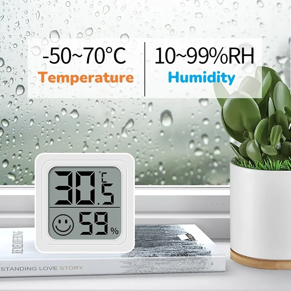 ポータブル液晶デジタル温度計湿度計卓上時計室内湿度計センサー - Weather Station Indoor のレビューと価格