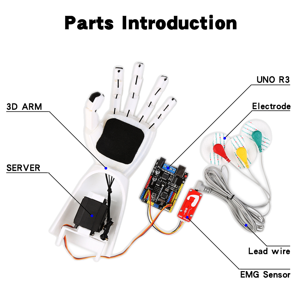 電気ロボットアームセンサー、筋肉信号センサー、arduino - Science Project のレビューと価格