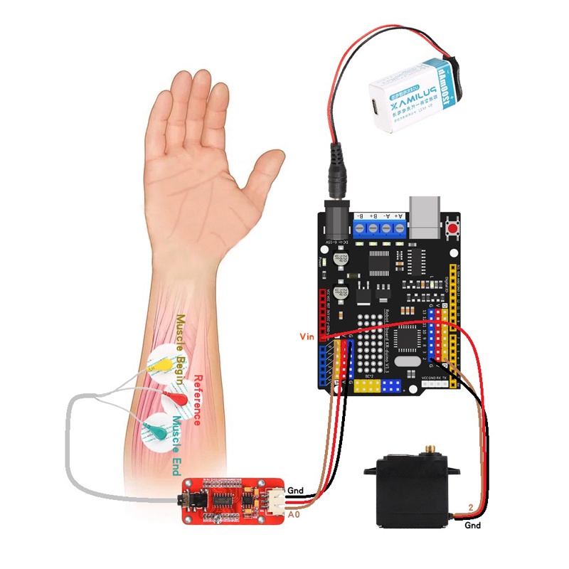 電気ロボットアームセンサー、筋肉信号センサー、arduino - Science Project のレビューと価格