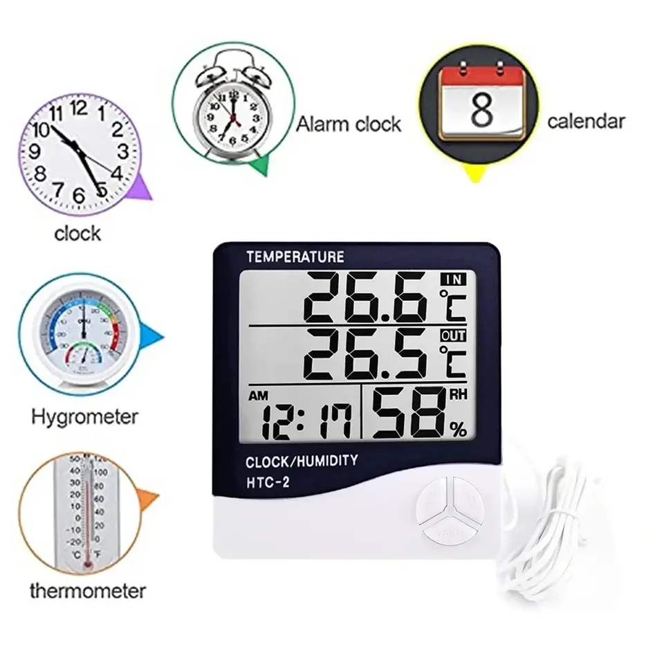 屋内用LCDデジタル温度計・湿度計 電子温度・湿度計センサー - Weather Station Indoor のレビューと価格